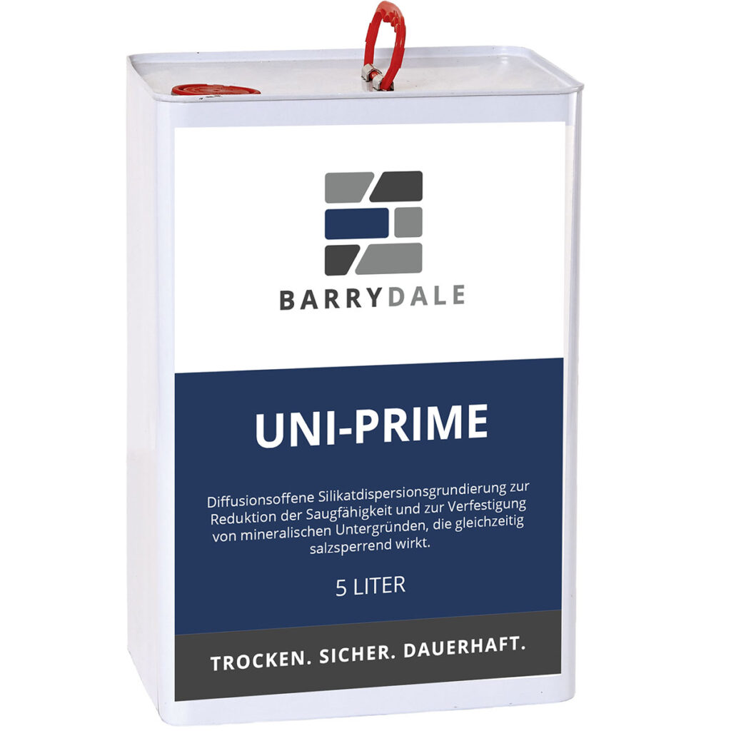 UNI-PRIME - Diffusionsoffene Silikatgrundierung zur Verfestigung mineralischer Untergründe und Reduktion von Salztransport.